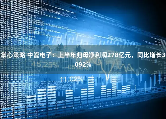 掌心策略 中瓷电子：上半年归母净利润278亿元，同比增长3092%